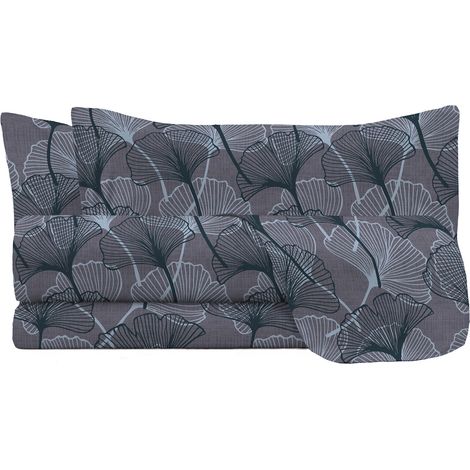 Set Lenzuola Infinity Matrimoniale Sopra Sotto e Federe in Poliestere Ginko Grey (1/4)