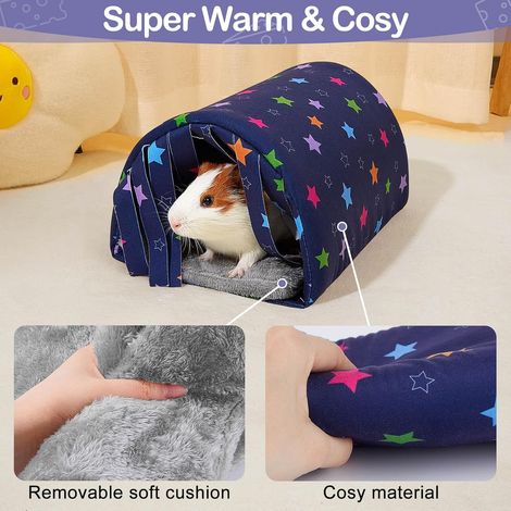 Niche douillette pour cochon d'Inde - Lit moelleux pour animaux - Accessoires lavables - Petite taille - 1 pièce - Gris - Un endroit confortable pour dormir avec des lapins et des cochons d'Inde en ca (1/5)