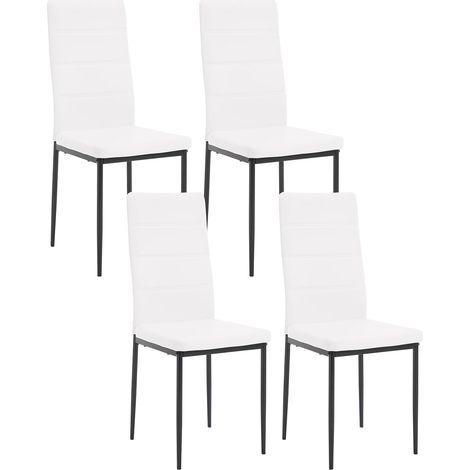 WOLTU Juego de 4 sillas modernas de comedor, salón, cocina, asiento de piel sintética y metal, color blanco (1/5)