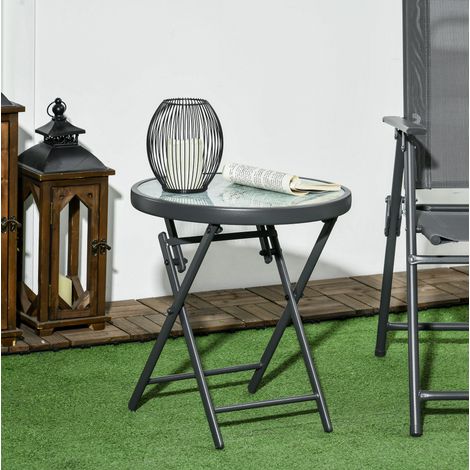 table salon table appoint pliable ronde verre blanc OKMYHOME (1/3)