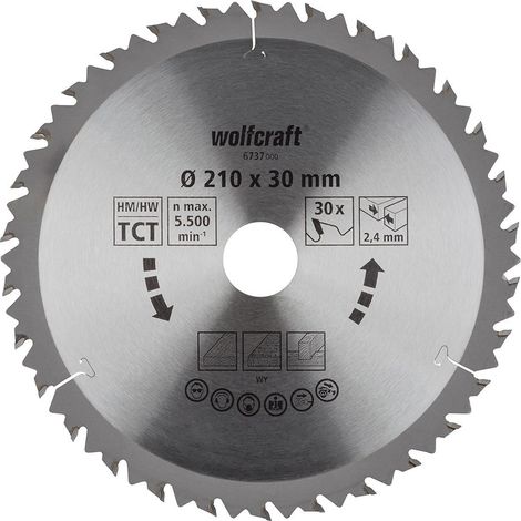 DISCO DE SIERRA CIRCULAR CT, 30 DIENTES Ø210mm 6737000 WOLFCRAFT (1/2)