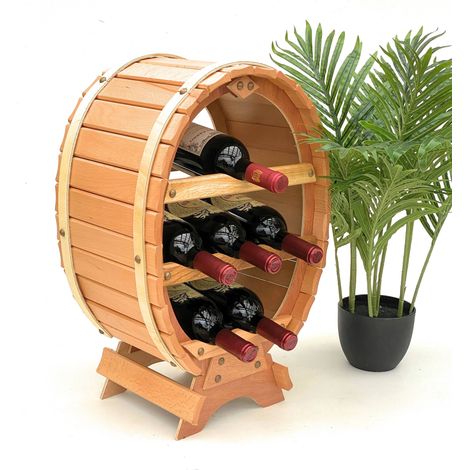 DanDiBo Weinregal Holz Stehend Weinfass 6 Flaschen Natur Flaschenregal Flaschenhalter Fass (1/5)