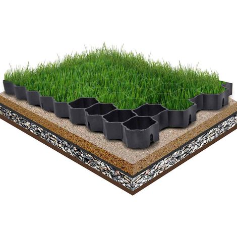 Panneaux alvéolés pour pelouse, 16 pièces, noirs, 60 x 40 x 3 cm, plastique
