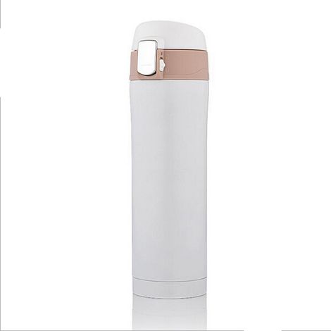 Gourde isotherme à double paroi (A-White), en acier inoxydable Gourde pour boissons chaudes et froides, tasse de voyage, mug de sport (1/5)