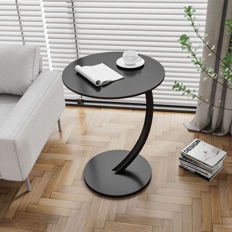 Table d'appoint, petite table basse, table de chevet, table de nuit, table basse 60 x 40 x 38 cm, montage compact, facile à monter, salon, balcon, bureau (noir + noir) (1/5)