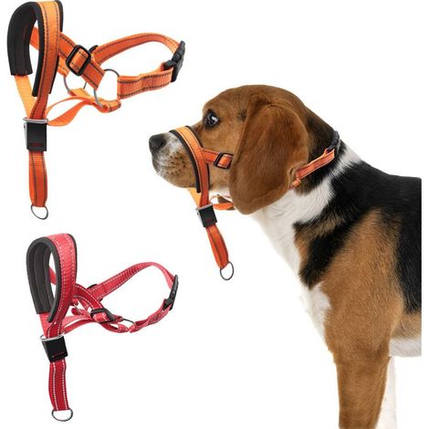 Collar de cabeza para perros, bozal antitirones con acolchado suave, herramienta de entrenamiento duradera y reflectante para perros medianos, Labradores, detiene los tirones fuertes y (1/4)
