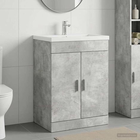 vidaXL Meuble sous lavabo de salle de bain Gris béton (1/5)