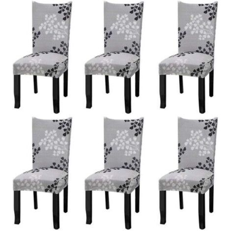 Pair Housses de chaise extensibles universelles lot de 6 housses de chaise pour chaise salle à manger feuilles d'automne (1/4)