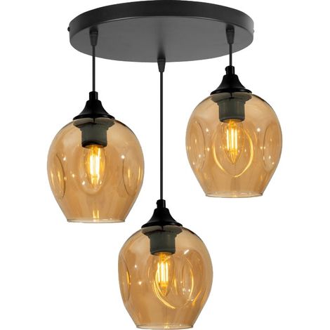 Lampadario Candellux ASPA 3xE27 max 40W nero/marrone metallo/vetro (1/2)