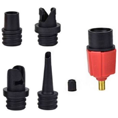 Adaptateur de valve de compresseur de voiture vers pompe de gonflage, adaptateur de valve de gonflage avec 4 buses pour matelas gonflable, bouée/piscine, lit/canapé gonflable, bateau, kayak, SUP, etc. (1/5)