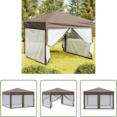 Außenbereich - Partyzelt Faltbar mit Seitenwänden Taupe 3x3 m (1/5)
