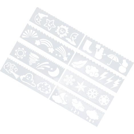 Gabarit de peinture en plastique creux, 8 pièces, sécurité, nettoyage facile, design intéressant, moule pour la création de cartes et de rideaux. À propos de la météo (1/5)