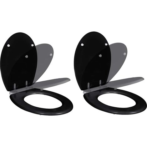 Toilettensitze 2 Stk. mit Absenkautomatik MDF Schwarz