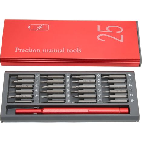 Kit de tournevis 25 en 1 en métal, portable et de poche, pour la réparation et le démontage de smartphones, tablettes et ordinateurs portables. (1/5)