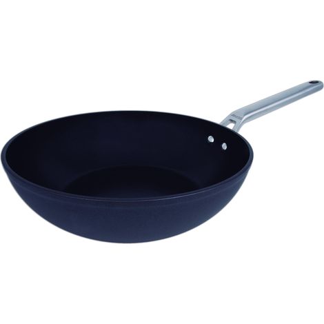 Wok antiadhésif arcos hermanos sa noir 28 cm aluminium forgé