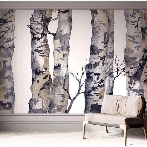 Selbstklebend Tapete - Wandgestaltung - Tapete Wohnzimmer - Flur Eingangsbereich Eschenwald 312x219 cm (1/5)