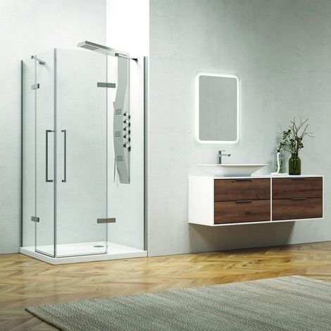 Box doccia angolo 80x70 a due ante battenti e vetro anticalcare KT1000 kamalu