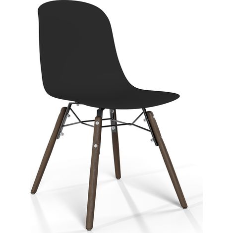 Sedia da pranzo con gambe in legno scuro – Stile moderno e funzionalità - Broly Nero
