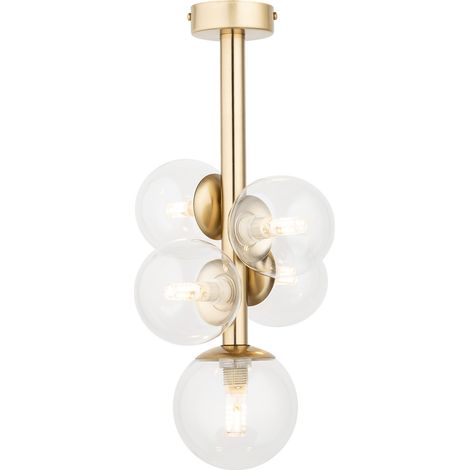 Plafonnier moderne doré 5 globes verre G9 Perla Sigma (1/2)