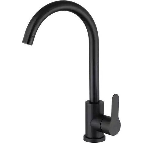 Robinet Lavabo Haut Pivotant à 360°, Robinet Lavabo Salle de Bain Monocommande avec Aérateur Démotable, Noir (1/5)