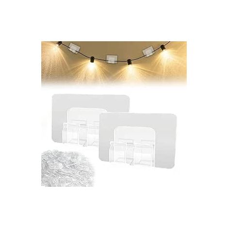 40 Clips Câble Adhésifs Extérieur et Intérieur Organisateur de Câble Transparent pour TV, PC Crochet Adhésif Extérieur pour Attache Guirlande, Décoration Balcon et Terrasse Passe Câble (1/5)