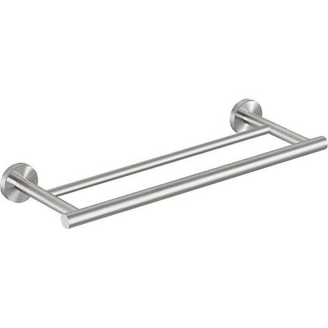 Toallero de pared doble para baño, gancho para toalla, 40 cm, acero inoxidable cepillado Sus304 (1/5)