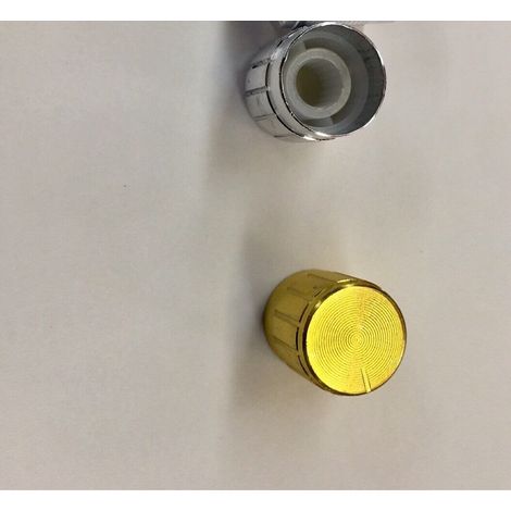 Aluminum alloy knob, 15mm diameter, 17mm height, brand new, gold-colored, high quality, cap-shaped, with a floral axle.