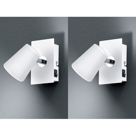 2er Set LED Wandstrahler Weiß mit Schalter, Breite 7,5cm (1/5)