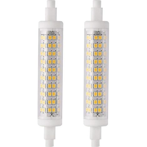 Lot de 2 Ampoules R7s 118mm 10W 120LED 1100lm Dimmable 100-265V Blanc Chaud 3000K, Substitut Halogène Double Extrémité