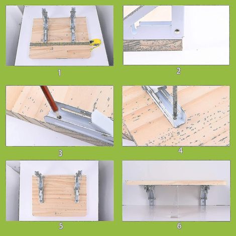 Supports d'étagère pliables (2 pièces), charnière pour table pliante murale (à monter soi-même), gain de place sur le plan de travail - AquaForge (1/2)
