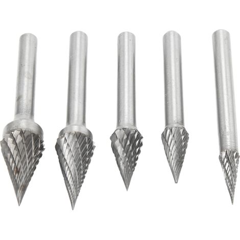 Lot de 5 fraises rotatives à double coupe en carbure avec queue de 6 mm/0,24 po pour gravure, polissage et perçage (1/5)