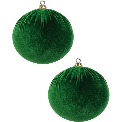 2 Palle verdi giganti sfera 30 cm decorazione grande allestimento vetrine locali commerciali per albero di Natale Effetto Velluto verde scuro antico grandi addobbi Eleganti Natalizi Casa Ufficio lavor (1/5)