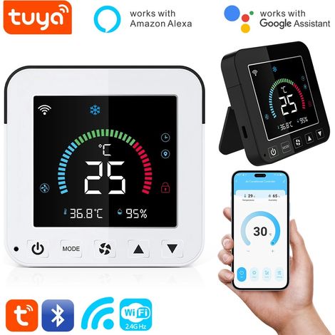 Tuya Controller per Condizionatore d'aria Smart WiFi con LCD, Sensore Temperatura e Umidità Bianco (1/5)