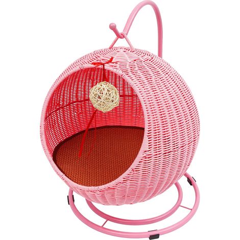 Cama para gatos, diseño colgante, materiales resistentes, color rosa. (1/2)