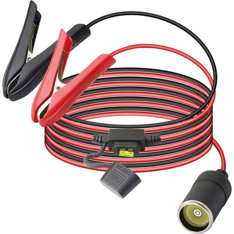 12V/24V Kfz-Batterie-Clip-on auf Zigarettenanzünder-Stecker-Verlängerungskabel mit 20A-Sicherung - 1,8 m