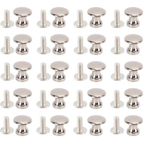 20 Ensembles Petite poignée monotrou, 12x11MM en Alliage de Zinc monotrou boîte à Bijoux tiroir tête Ronde Petite poignée (Argent Blanc) (1/5)