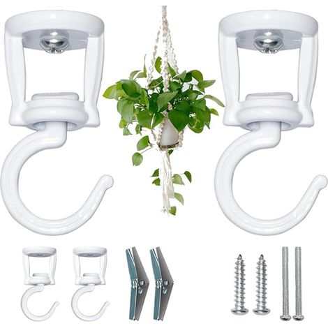 Sollbry 4 Pièces Crochet de Plafond pour Plantes Suspendues, Blanc Crochet de Suspension Murale pour Plante, Support Panier Suspendu pour Suspendre Pots (1/5)