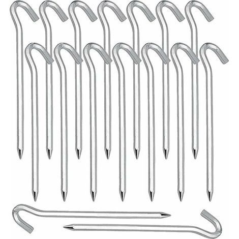Piquet de Fixation 20 Pièces Piquets de Tente en Piquets de Fixation Sol Crochet pour Tente De Camping Jardinage Acier Galvanisé Sardine Tente Argenté (1/5)