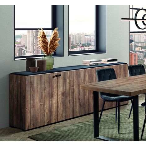 Buffet/bahut contemporain 225 cm chêne cognac Shelly (1/5)