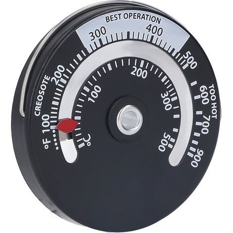 Thermomètre magnétique pour poêle 0‑500℃, cadran en alliage d'aluminium, haute précision, pour cheminée (1/5)