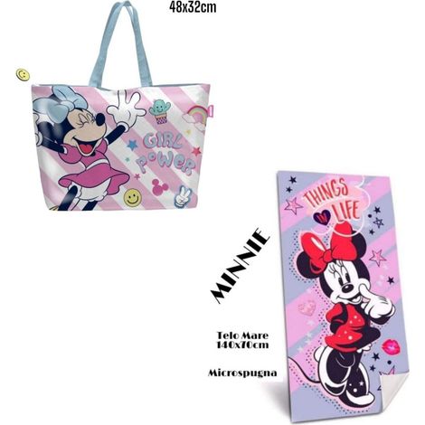Serviette De Plage Coton + Sac De Plage Serviette Sac De Plage Minnie Mouse (1/2)