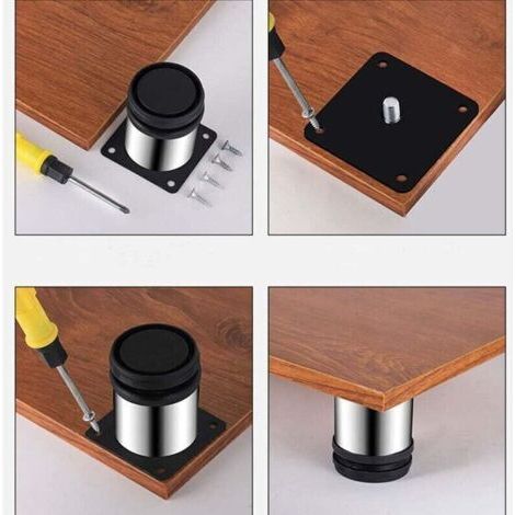 NALOOKAMIC 4x Pieds de Meuble Reglable Pieds de Table en Acier Inoxydable avec Vis 50cm (1/3)