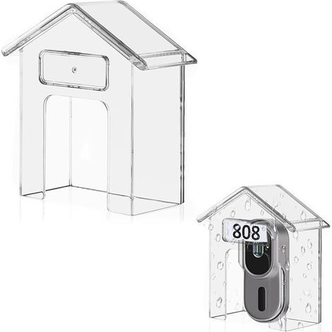 Cubierta impermeable y transparente para el botón del timbre, cubierta de plástico resistente a la intemperie para timbres exteriores con placa de cubierta, fácil de instalar para botones de timbre. (1/5)