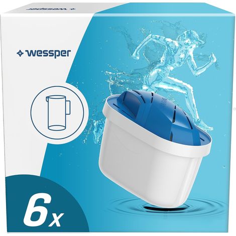 Wessper Aquamax - Cartucce per filtro dell'acqua potabile, ideali per atleti, compatibili con Brita, PearlCo Unimax, confezione da 6 pezzi (1/4)