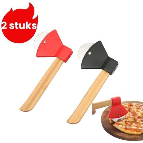 Set di 2 pezzi per tagliare e arrotolare la pizza, aiuto in cucina, taglia pizza creativo, rosso1 nero1 (1/5)
