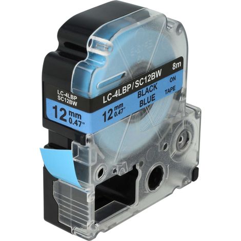 vhbw Label Tape Replacement for KingJim SC12BW for Label Printer 8m x 12 mm, Black on Blue (1/4)