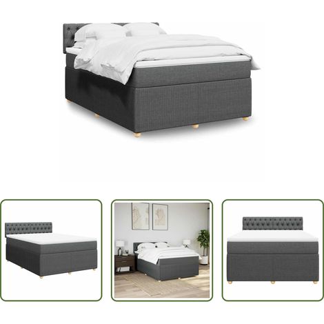 Matelas à ressorts ensachés - Sommier à lattes de lit avec matelas Gris foncé 140x190cm Tissu (1/5)