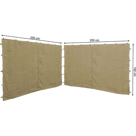 2 Seitenteile mit RV 250x192cm für Pavillon Nizza 3x3m Seitenwand Sand RAL 1001