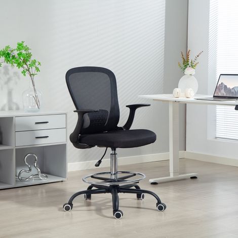STILVORA Poltrona da ufficio regolabile girevole a 360° con poggiapiedi e supporto lombare, in legno, nero (1/3)
