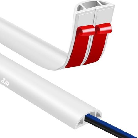 Conduit de câbles,pont de câbles au sol auto-adhésif,protection de câble au sol en PVC flexible,cache-câble pour bureau,protection des câbles et prévention des risques de trébuchement,3M (1/4)